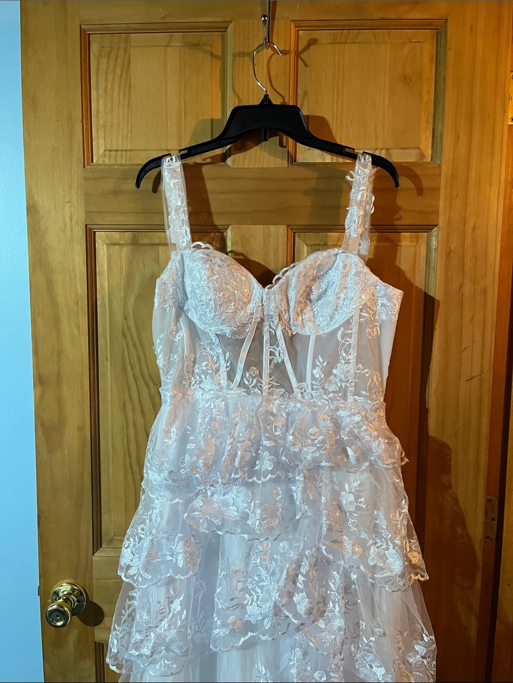 Azazie White Lace Tiered Bridal Chemise Never Worn